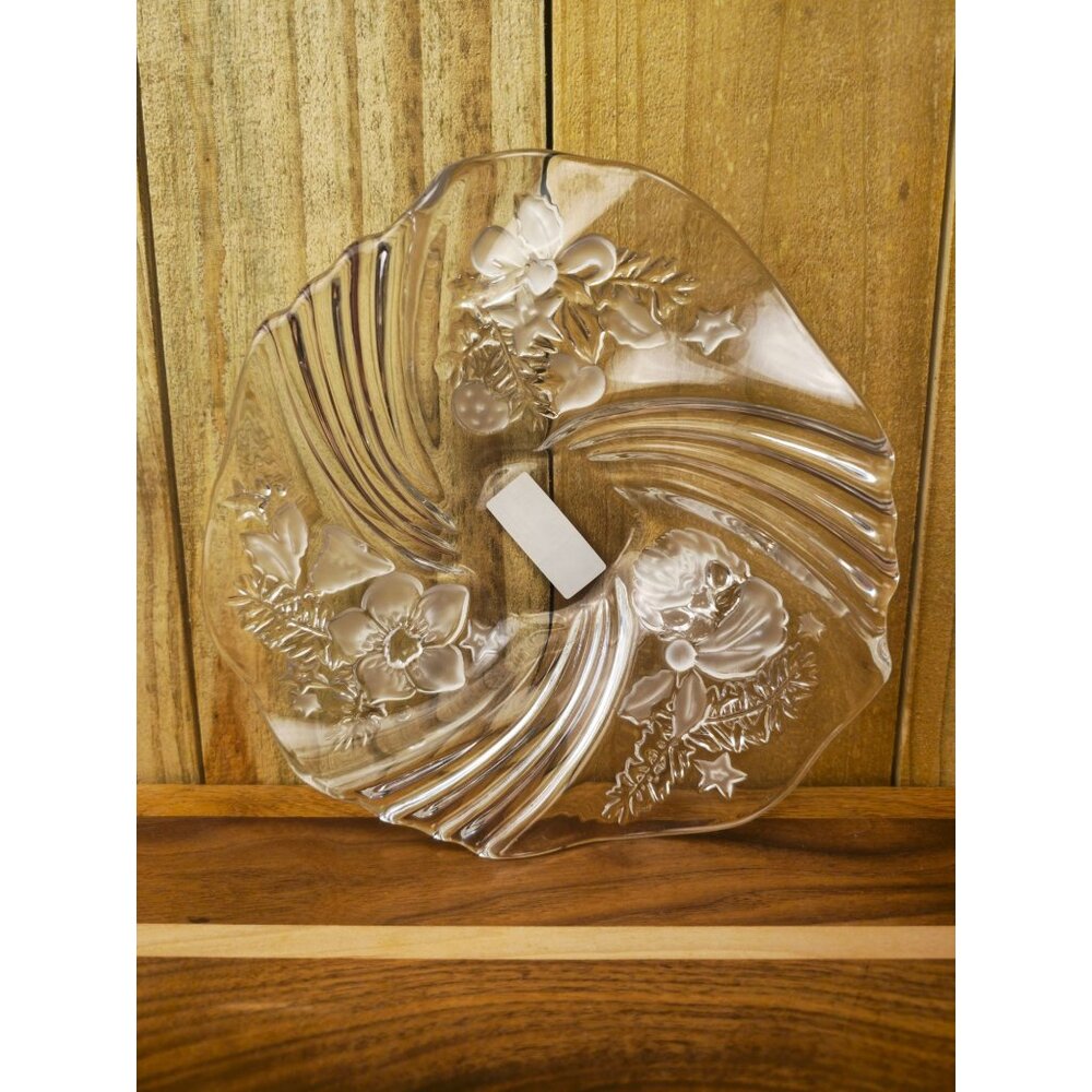 Mikasa Christmas Medley 9" Bon Bon Plate Decorative Glass Dish
